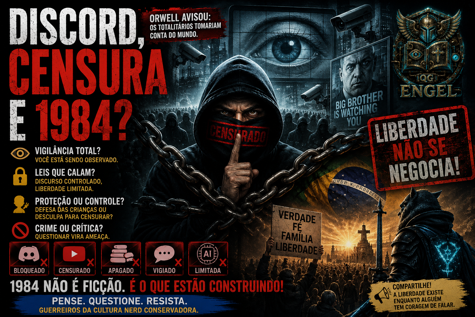 Imagem de capa do artigo: Discord, censura e 1984: até onde pode ir o controle sobre a liberdade de expressão?